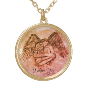 Angel Eros in Love , I Love You Gold Plated Necklace