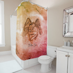 Angel Eros in Love , I Love You Shower Curtain