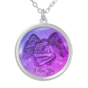 Angel Eros in Love , I Love You Silver Plated Necklace