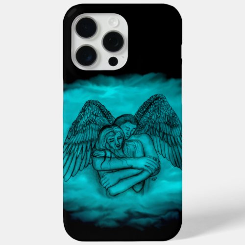 Angel Eros in Love in black and green design iPhone 15 Pro Max Case