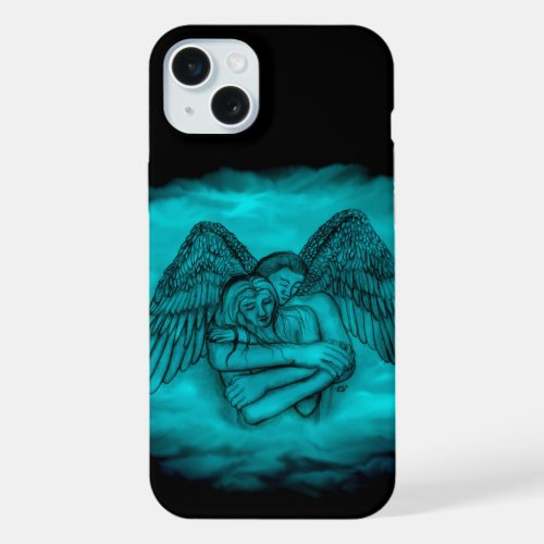 Angel Eros in Love in black and green design iPhone 15 Plus Case