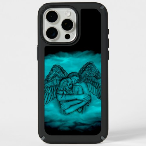 Angel Eros in Love in black and green design iPhone 15 Pro Max Case