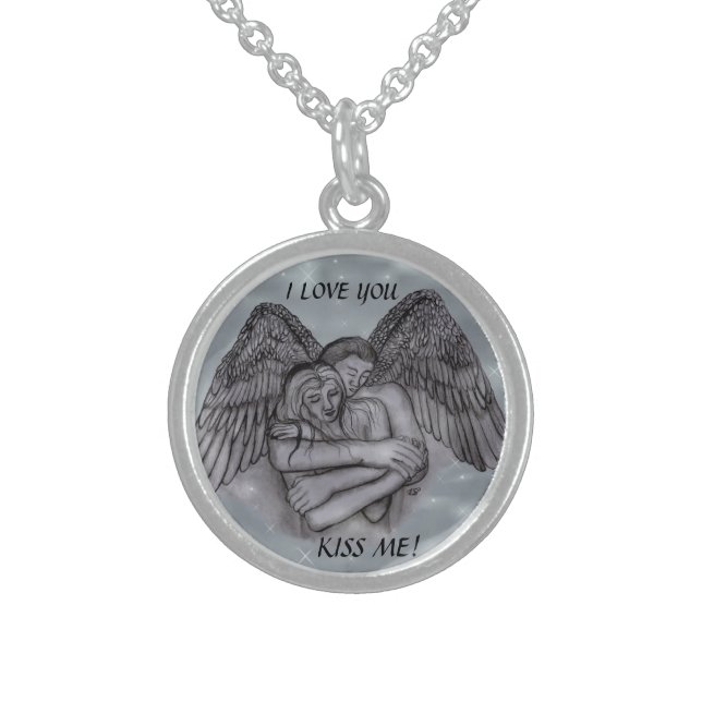 Angel Eros in LOVE Sterling Silver Necklace (Front)