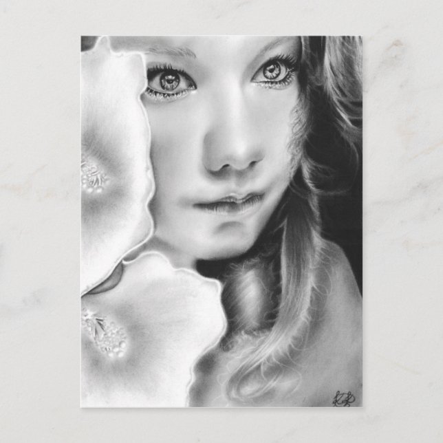 Angel Eyes Girl Flower Postcard (Front)