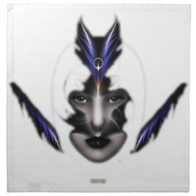 Angel Eyes Wings Of Wind Fractal Table Napkins (Front)