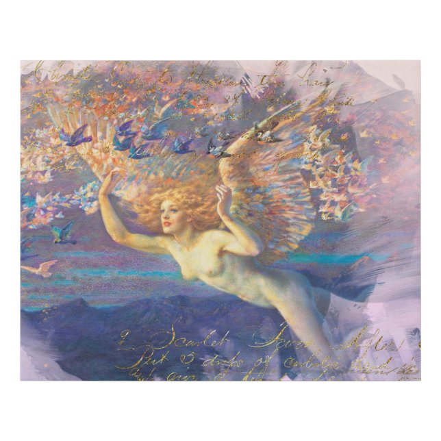 *~* Angel Fairy Gold Handwriting Ephermera AP14 Faux Canvas Print (Front)