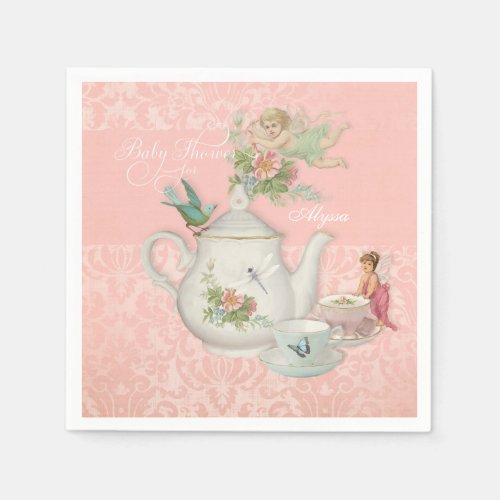 Angel Fairy Teapot Tea Cup Party Baby Shower Decor Napkins