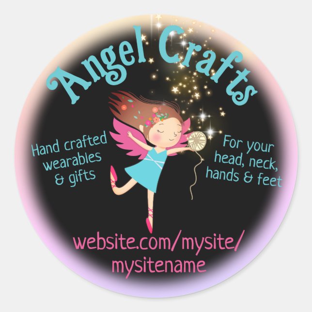 Angel fairy yarn knitting crochet homespun crafts classic round sticker (Front)