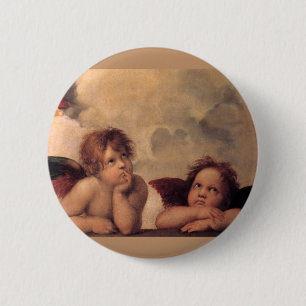 angel faith Raphael vintage old painting blessing Button