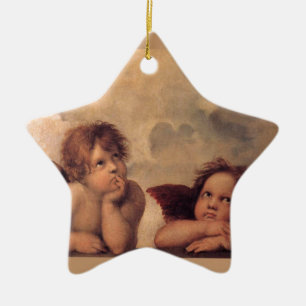 angel faith Raphael vintage old painting blessing Ceramic Ornament