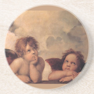 angel faith Raphael vintage old painting blessing Drink Coaster