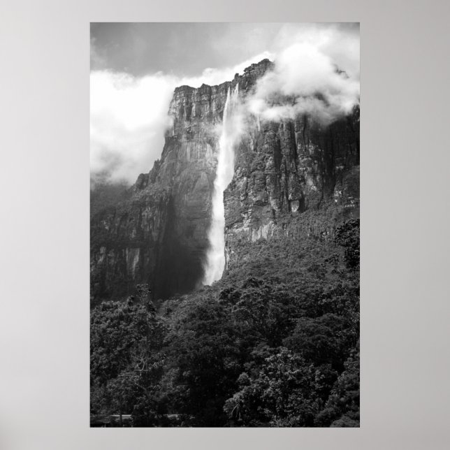 Angel Falls in Black & White Poster (Front)
