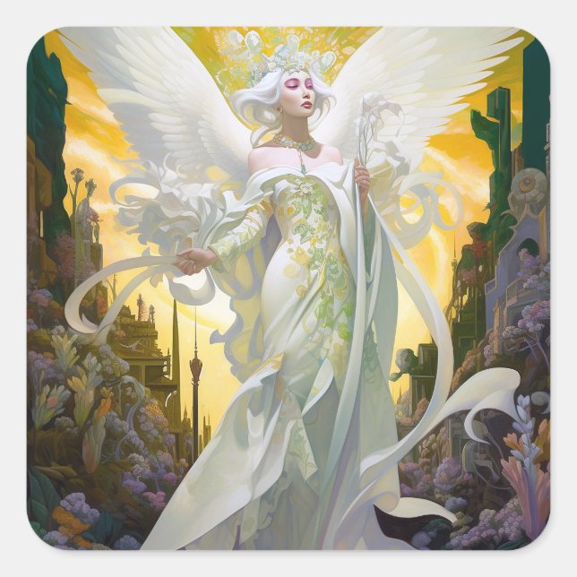 Angel Fantasy Art Square Sticker (Front)