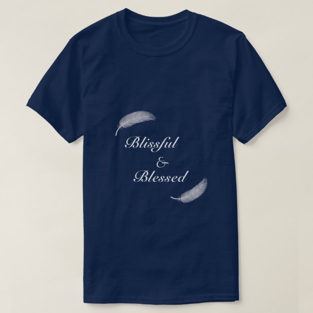 Angel Feather Blissful & Blessed Zen Blue T-shirt (Design Front)