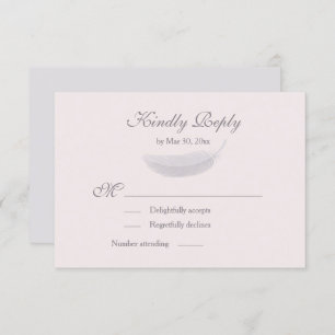 Angel Feather Blush Pink Gray Wedding RSVP Invitation