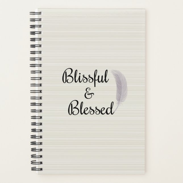 Angel Feather Stripes Ivory White Gray Zen Planner (Front)