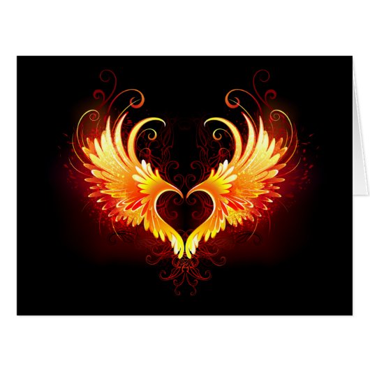 Angel Fire Heart with Wings (Front Horizontal)