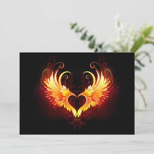 Angel Fire Heart with Wings (Standing Front)