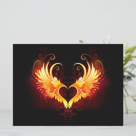 Angel Fire Heart with Wings (Standing Front)