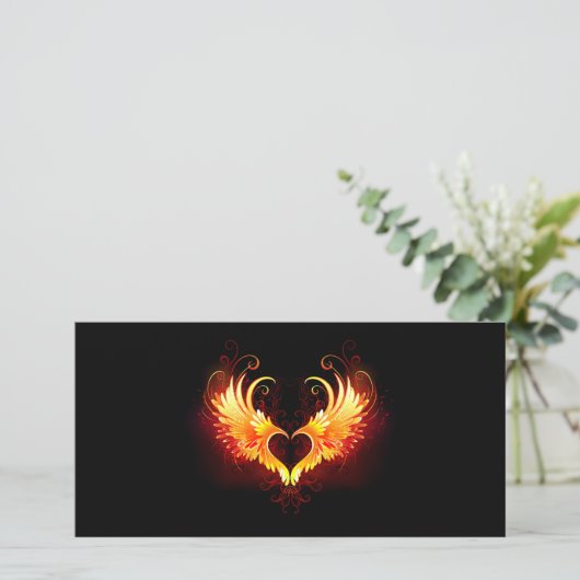 Angel Fire Heart with Wings (Standing Front)
