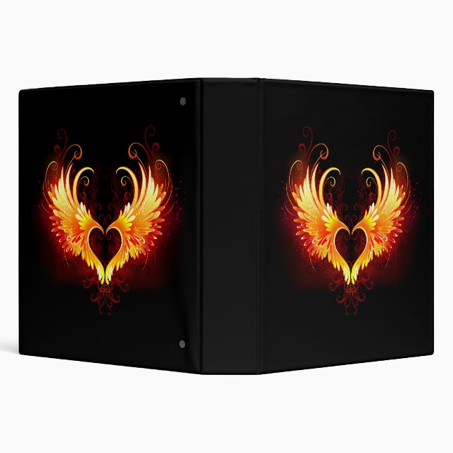 Angel Fire Heart with Wings 3 Ring Binder (Background)