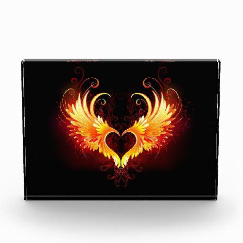 Angel Fire Heart with Wings Acrylic Award