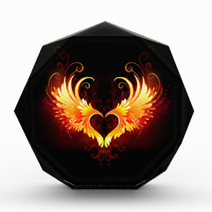 Angel Fire Heart with Wings Acrylic Award