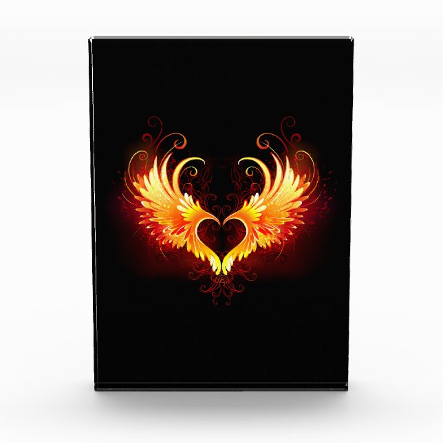 Angel Fire Heart with Wings Acrylic Award (Front)
