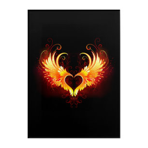 Angel Fire Heart with Wings Acrylic Print