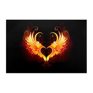 Angel Fire Heart with Wings Acrylic Print
