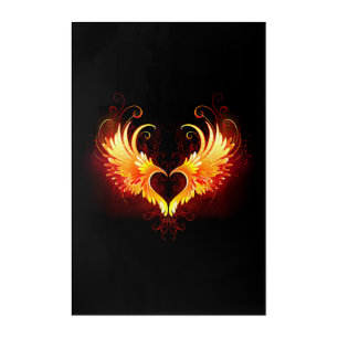 Angel Fire Heart with Wings Acrylic Print
