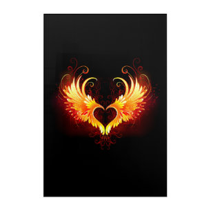 Angel Fire Heart with Wings Acrylic Print