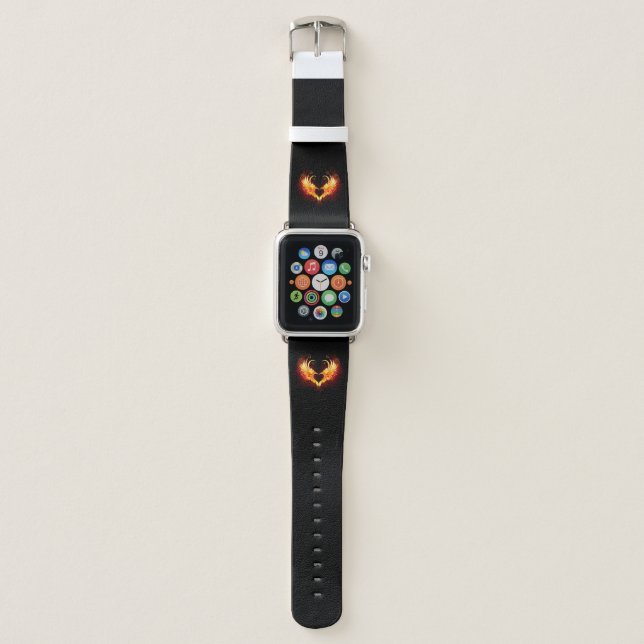 Angel Fire Heart with Wings Apple Watch Band (Front)