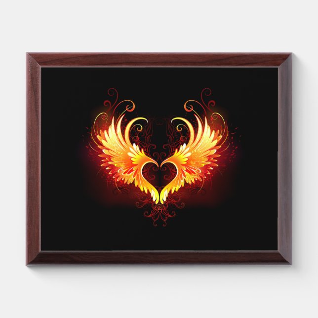 Angel Fire Heart with Wings Award Plaque (Horizontal)