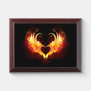 Angel Fire Heart with Wings Award Plaque