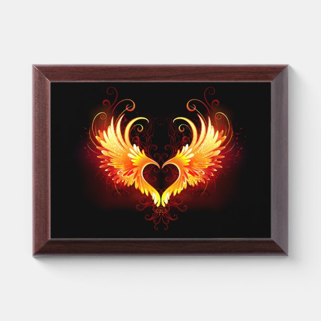 Angel Fire Heart with Wings Award Plaque (Horizontal)