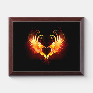 Angel Fire Heart with Wings Award Plaque