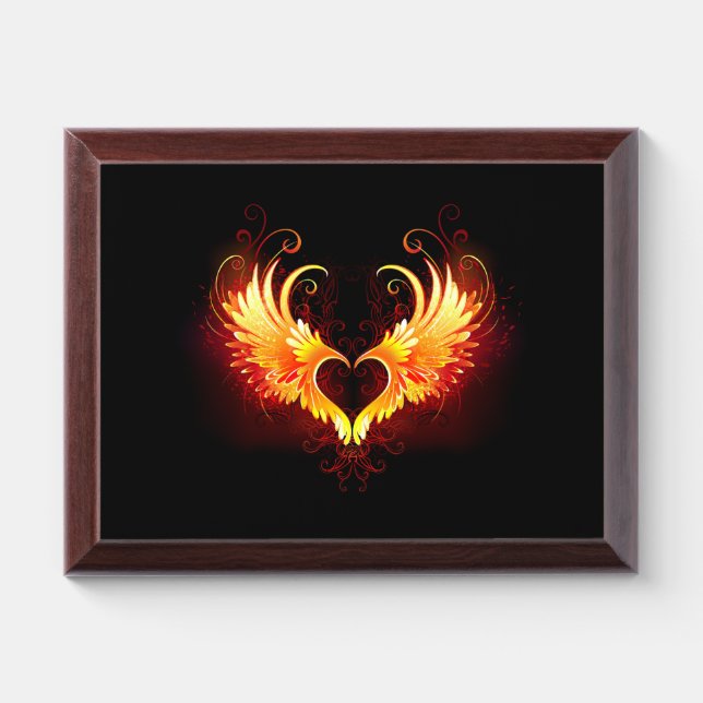 Angel Fire Heart with Wings Award Plaque (Horizontal)