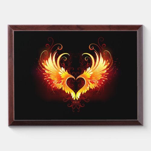 Angel Fire Heart with Wings Award Plaque