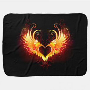 Angel Fire Heart with Wings Baby Blanket