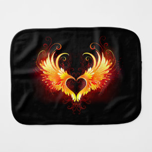 Angel Fire Heart with Wings Baby Burp Cloth