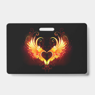 Angel Fire Heart with Wings Badge