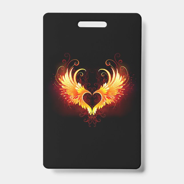 Angel Fire Heart with Wings Badge (Front)