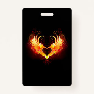 Angel Fire Heart with Wings Badge