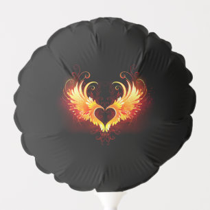 Angel Fire Heart with Wings Balloon