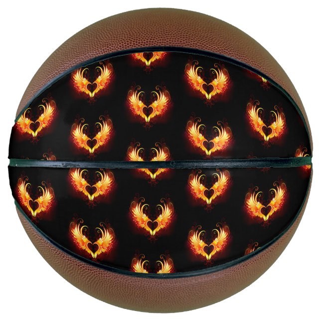 Angel Fire Heart with Wings Basketball (Front)
