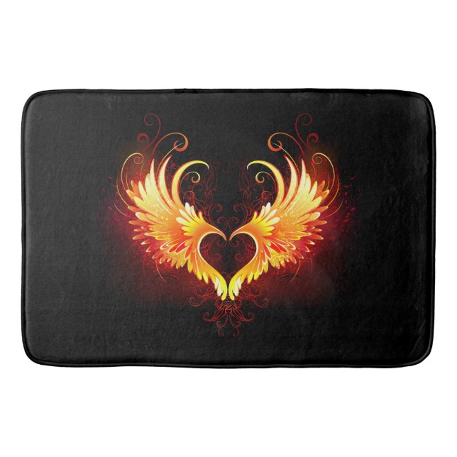 Angel Fire Heart with Wings Bath Mat (Front)