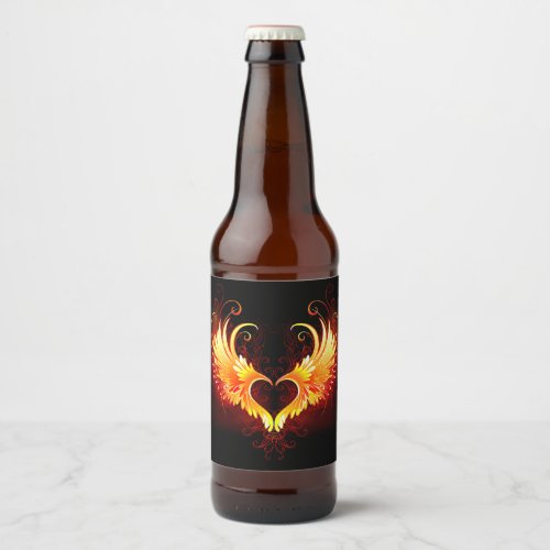 Angel Fire Heart with Wings Beer Bottle Label