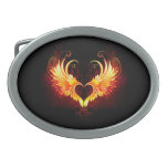 Angel Fire Heart with Wings Belt Buckle