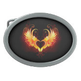 New red heart with wings angel love belt buckle Womens Heart Wings Angel Belt Buckle Dark Brushed Metal  main image 3